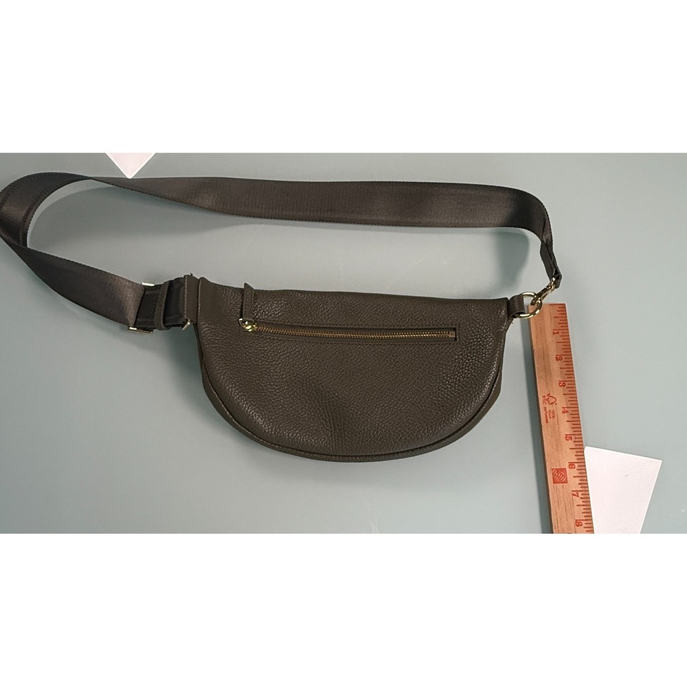 QUINCE Italian Pebbled Leather Crossbody Bag Olive Green 100% Cow Leather - Picture 10 of 10